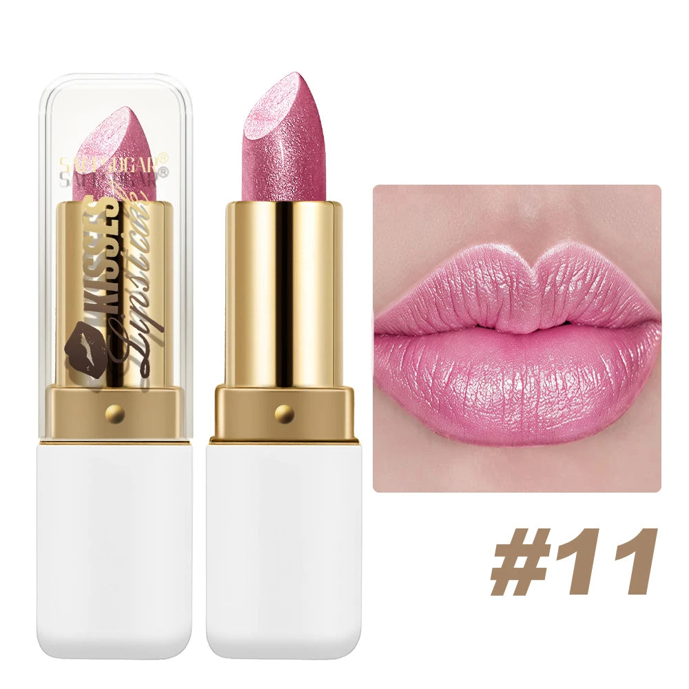 SAM SUGAR Metallic Pearlescent Lipstick – Matte Velvet Waterproof