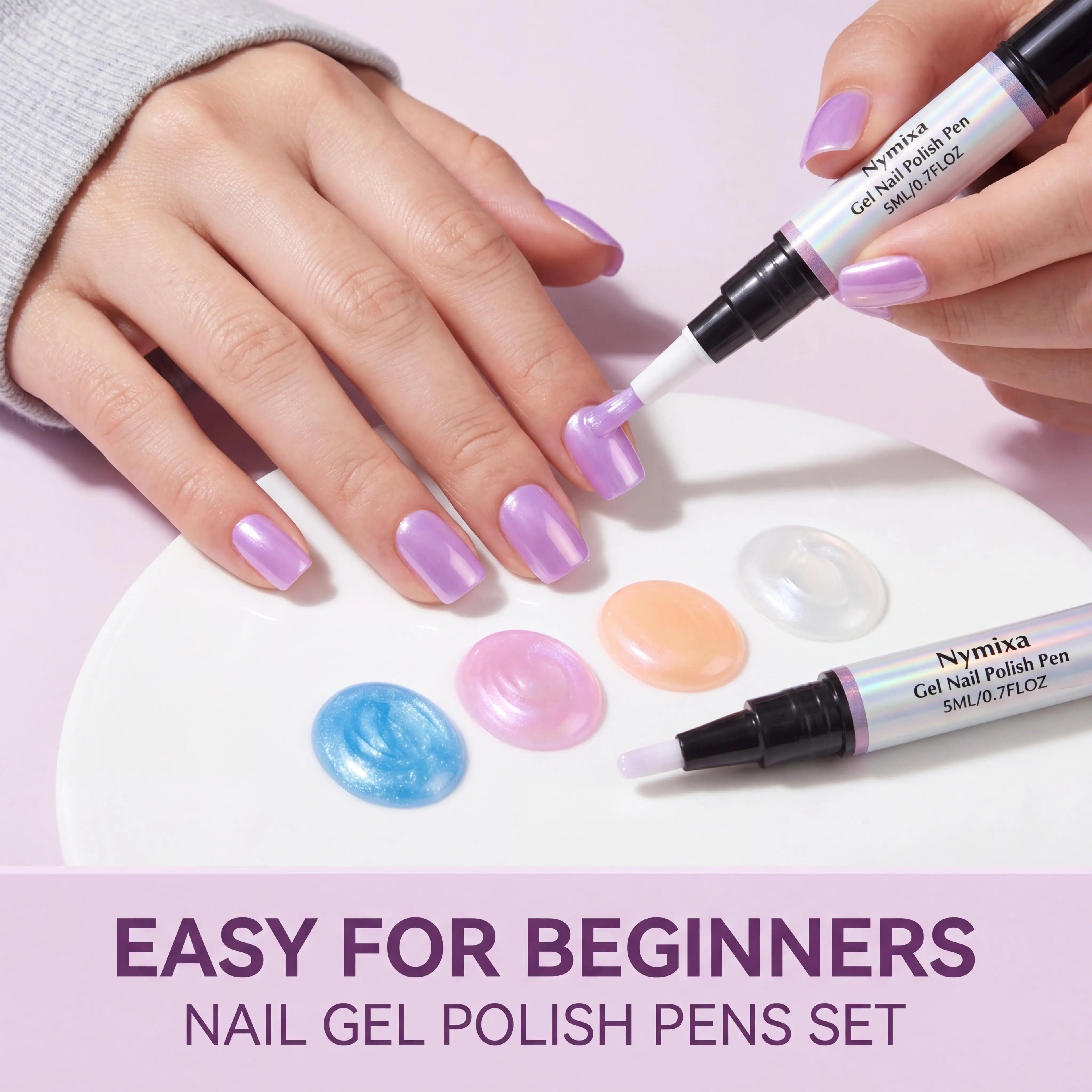 Macaron Pearlescent Nail Polish Pen Set – 6pc DIY Gel Manicure Nail Gel Polish Set Oasis Select