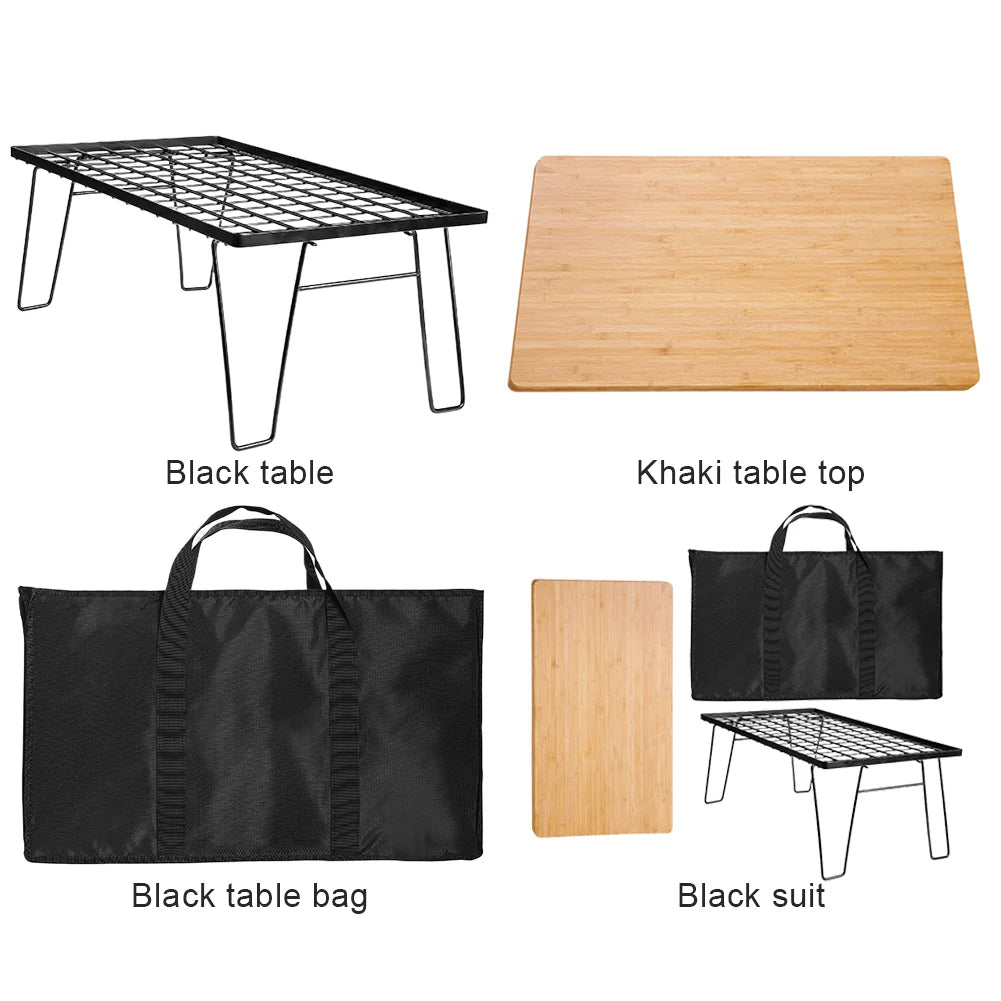 Camping Lightweight Table with Table Board & Bag Portable Cooking Net Table Campfire Grill Table for Outdoor Barbecue Oasis Select