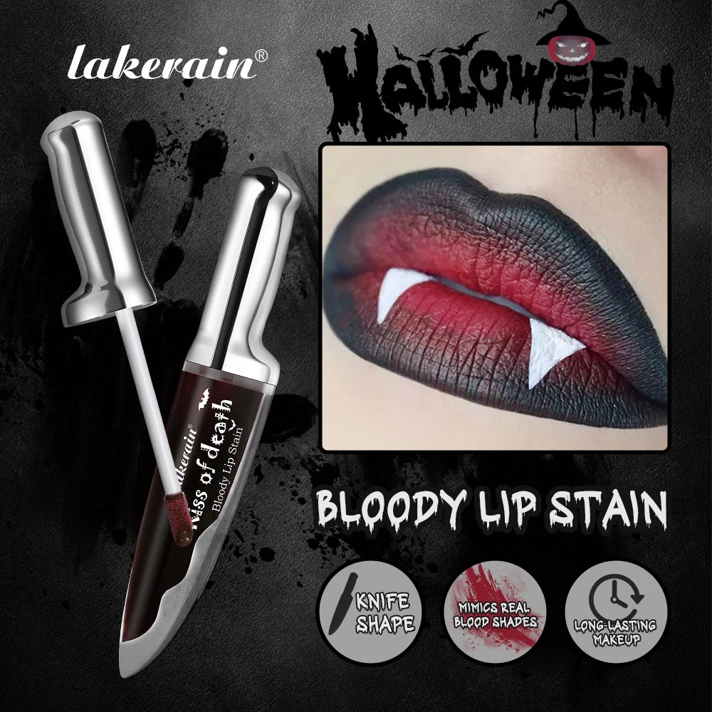 Lakerain Fake Bloody Lip Stain Gel-like Waterproof Spill-proof Long Lasting Matte Lip Tinting Halloween Party Lip Cosmetics Oasis Select