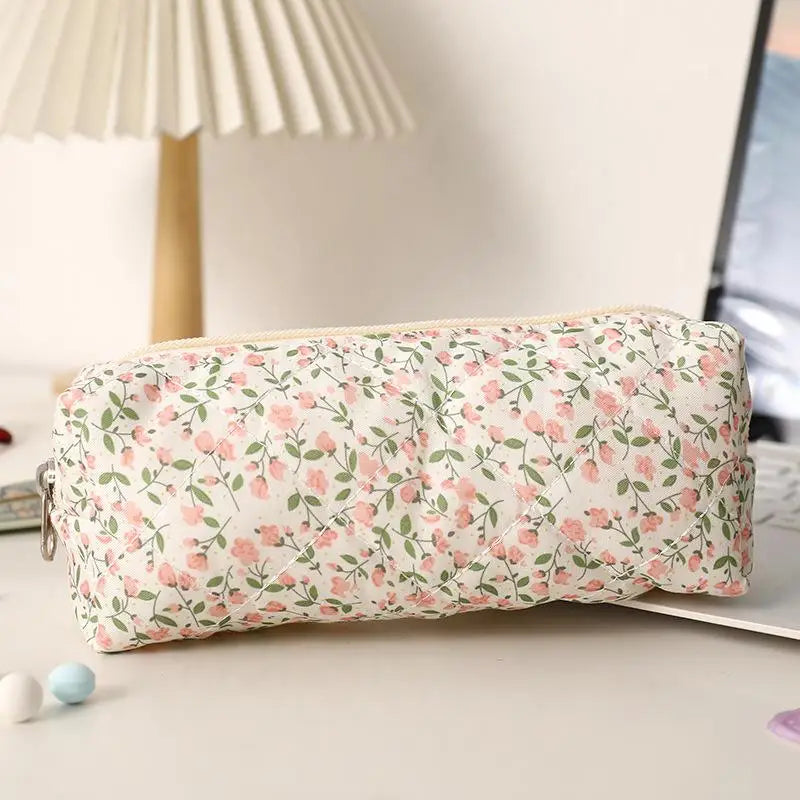 Sweet Cute Bow Floral Cherry Pencil Case Portable Large Capacity Student Stationery Storage Bag Pen Bag Girly Cosmetic Bag Gifts Oasis Select A2
