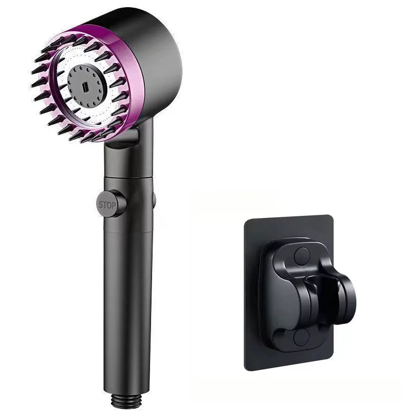 Showerhead Pressurization Shower Knobs Three Speed Switching Multiple Colors Head Massage Bathroom Accessories Filter Heads Home Oasis Select Purple suit B