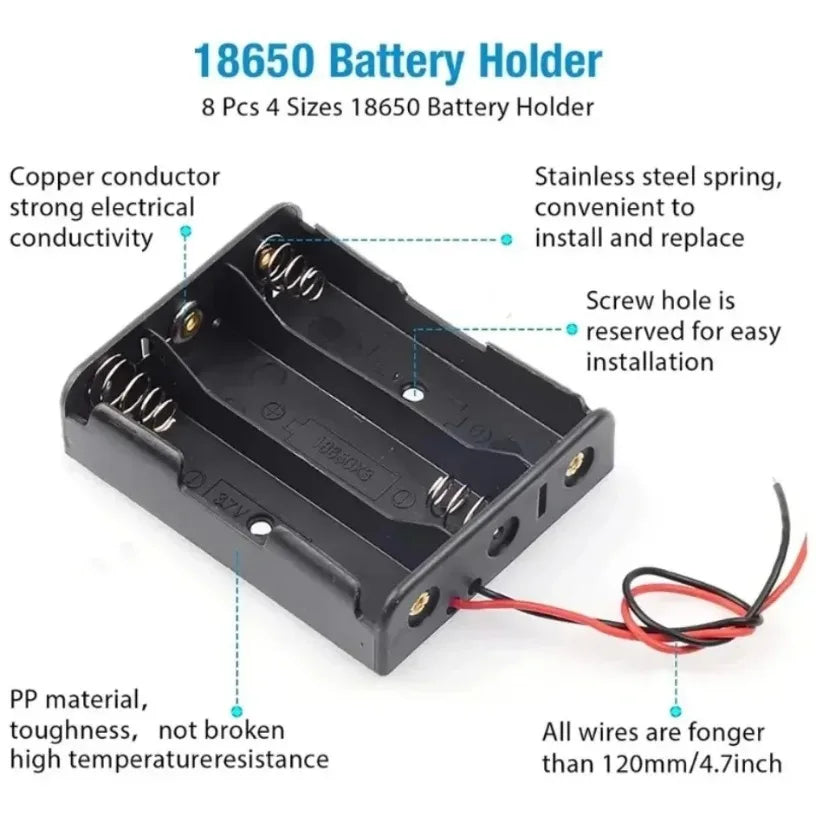 Battery Storage Case for 3pcs 18650 Batteries Holder Box Container 1/2/3/4 And2 Slots ON/OFF Switch DIYCell Plastic Container Oasis Select