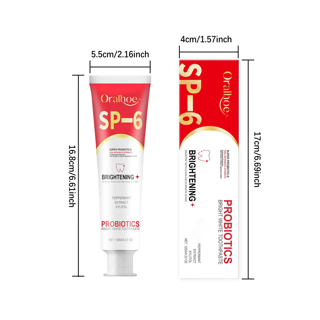 SP6 Probiotic Brightening Toothpaste Remove Plaque Stains Keep Fresh Breath Preventing Periodontitis Oral Teeth Care Toothpastes Oasis Select 120g Boxed