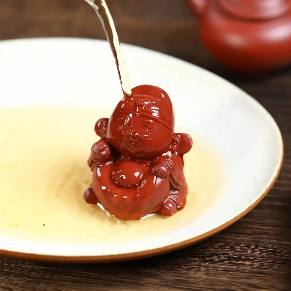 Zisha Tea Pet God Of Wealth Small Figurine Sculpture ea Plaything Tea Table Living Room Oasis Select