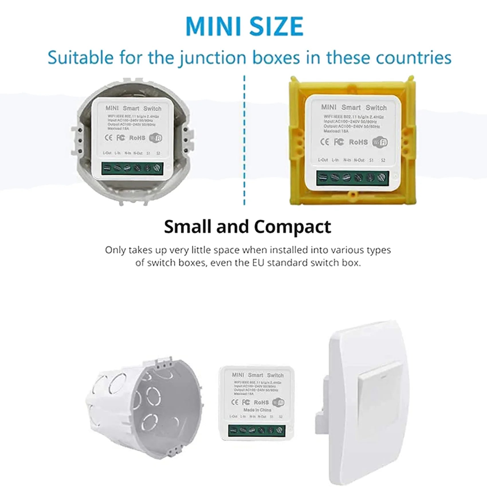 LIKE WISH 2X Mini Smart Wifi Relay Switch, DIY Timer Light Switch Module Smart Life/Tuya Application, Wireless Remote Control Oasis Select