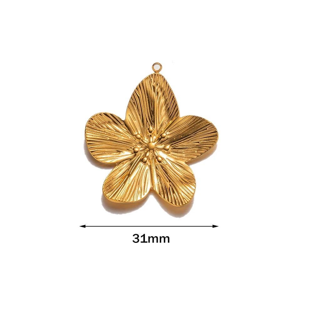 5pcs Gold Stainless Steel Flower Charms Metal Pearl Pendant for DIY Necklace Bracelet Jewelry Making and Crafting Wholesale Bulk Oasis Select Gold 31mm