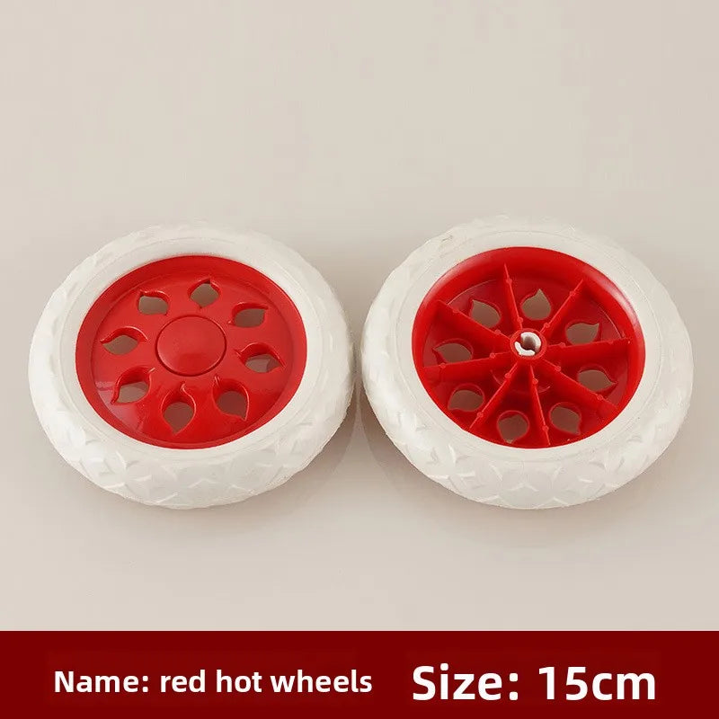 2Pcs 6.5 Inch Shopping Cart Wheels Trolley Caster Replacement Rubber Foaming Anti Slip Tire Wheel Flexible Luggage Accessories Oasis Select 2 pcs red