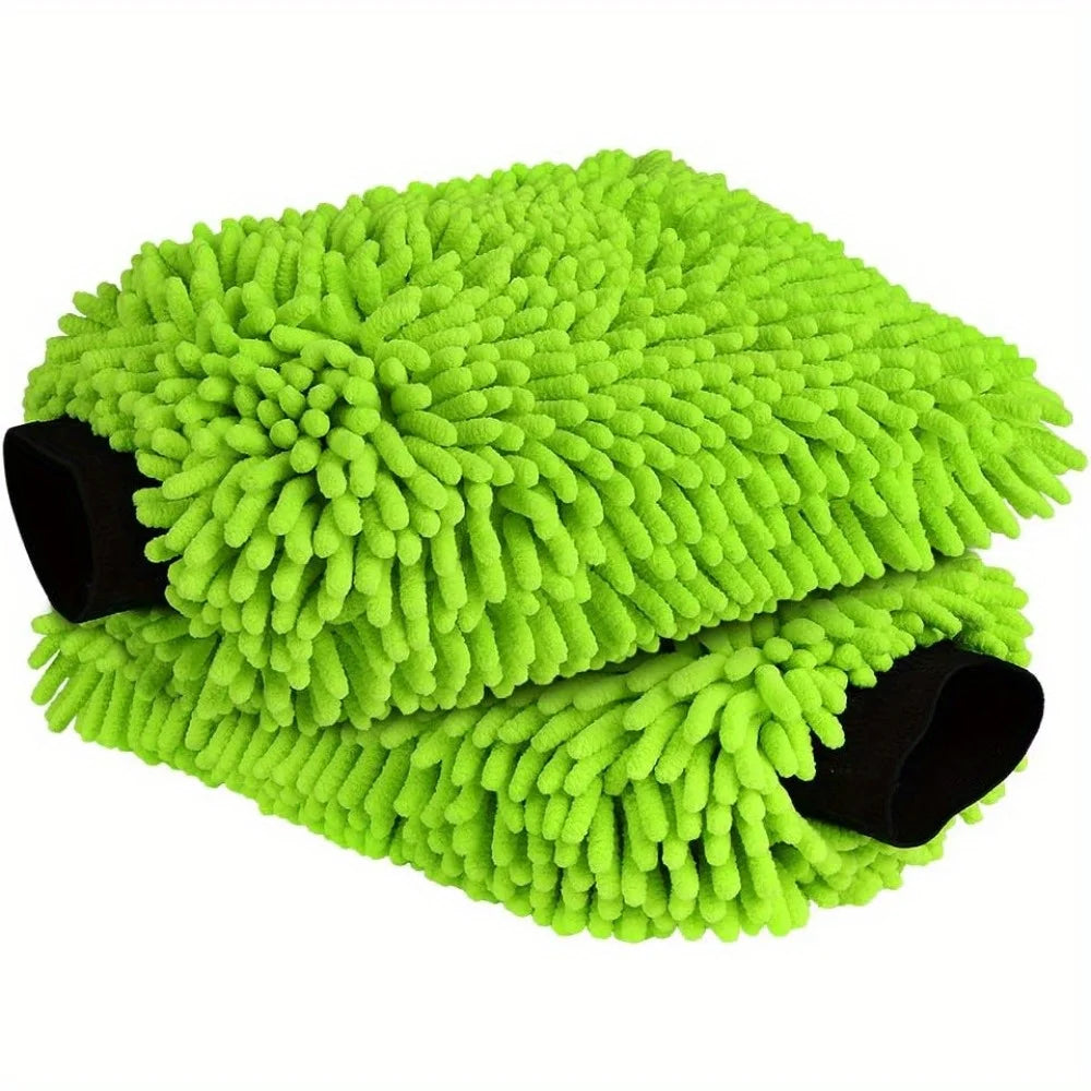 Car Cleaning Microfiber, 2-piece Set - Scratch Free and Lint Free, High-quality Lint Microfiber Car Wash Gloves - Green Oasis Select 2PCS