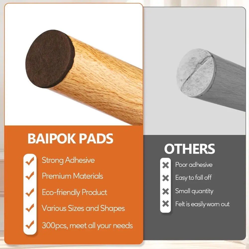 136/300 Pcs Self Adhesive Furniture Pads Anti Scratch Various Sizes Felt Furniture Noise Reduction Floor Protectors Tile Floor Oasis Select