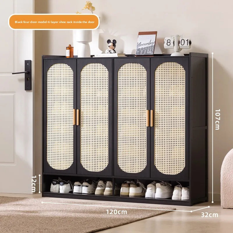 Cream wind arc door shoe cabinet living room household entrance entrance multi-layer shoe rack dormitory storage cabinet storage Oasis Select Black 4-8