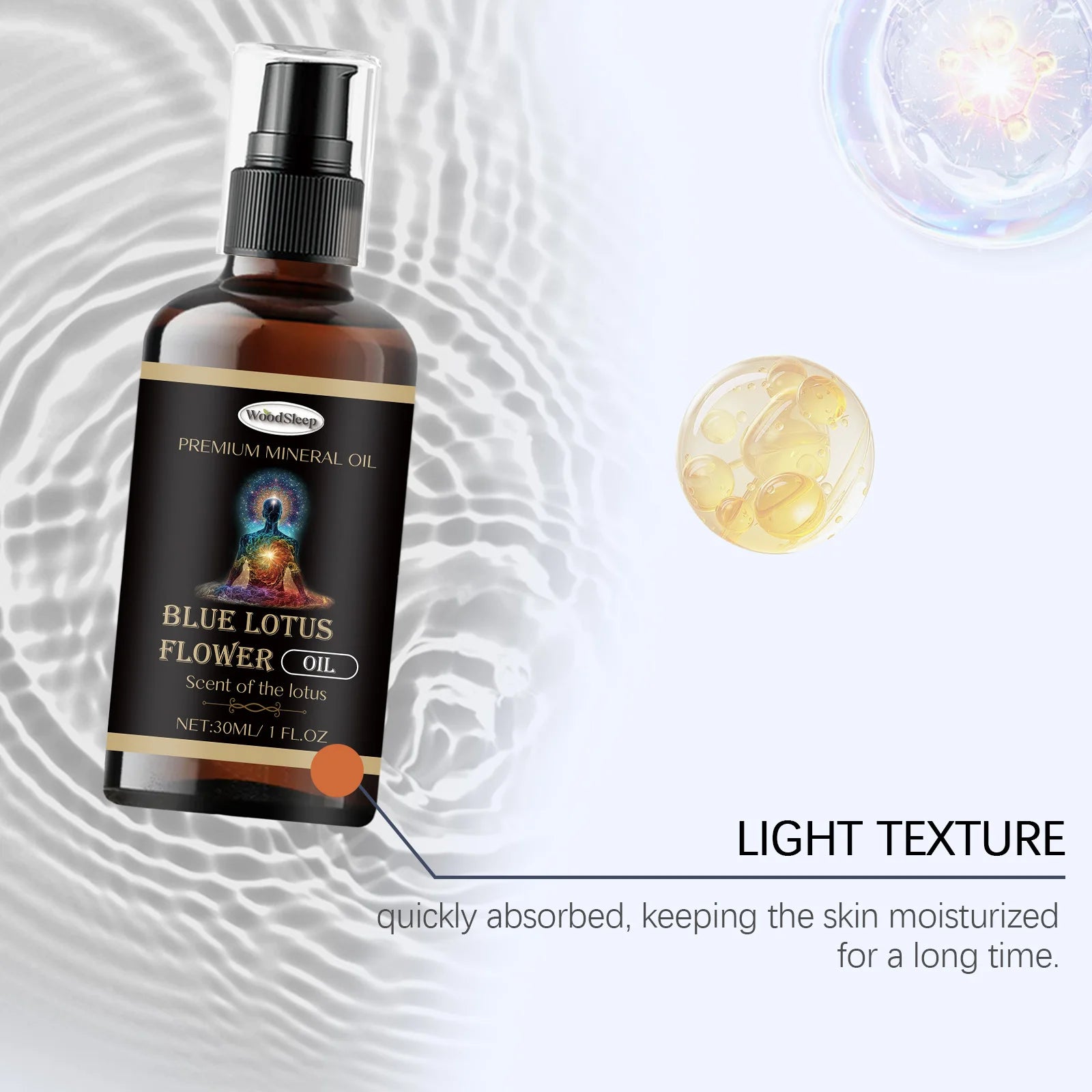 WOODSLEEP Blue Lotus Essential Massage Oil – Hair, Nail & Body Aromatherapy Massage Oil Oasis Select
