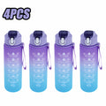 900ML Sports Water Bottle with Time Marker Leak-proof Cup Motivational Portable Water bottle Sport Fitness BPA Free Oasis Select Purple 4PCS 900ml