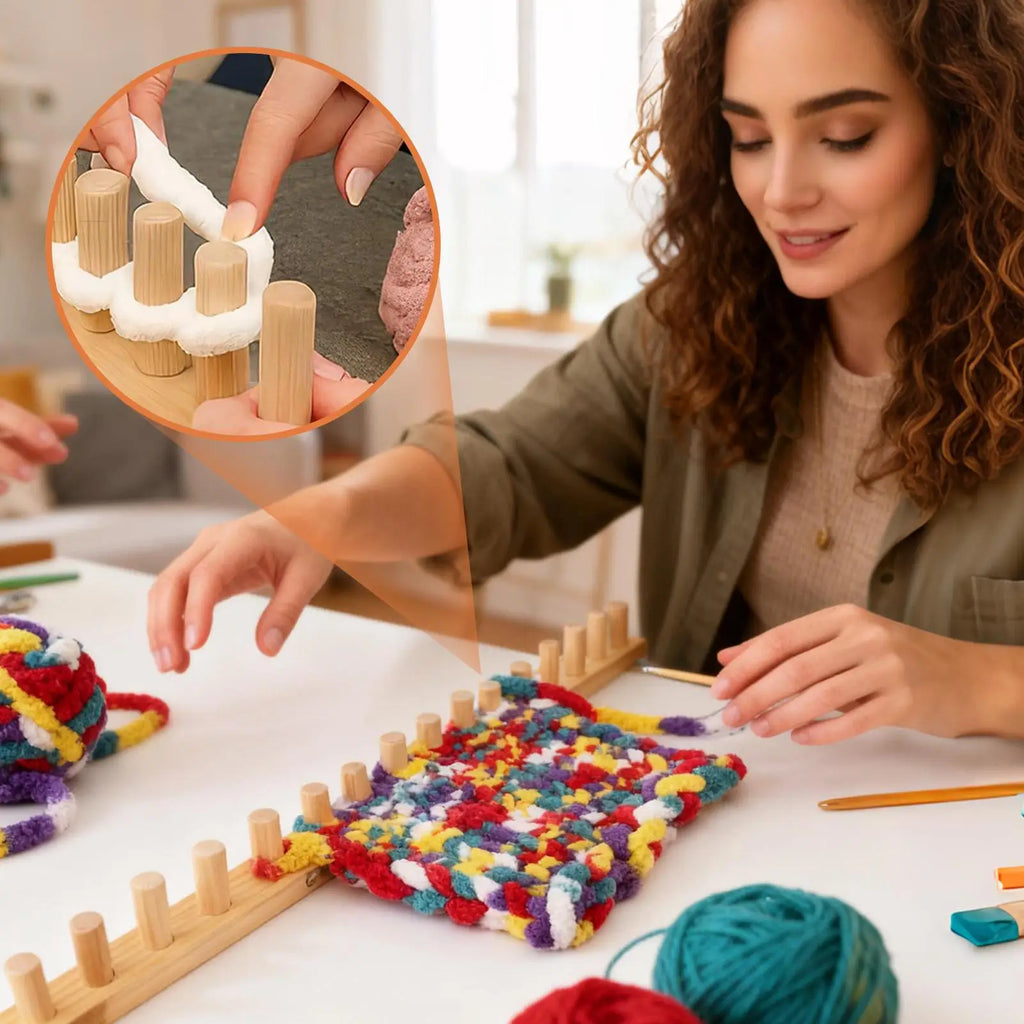 Knitting Loom 35 Inch Wood Chunky Yarn Loom Thick Yarn Weaving Tool for Kids Adults Beginners Couch Sofa Living Room Home Decor Oasis Select