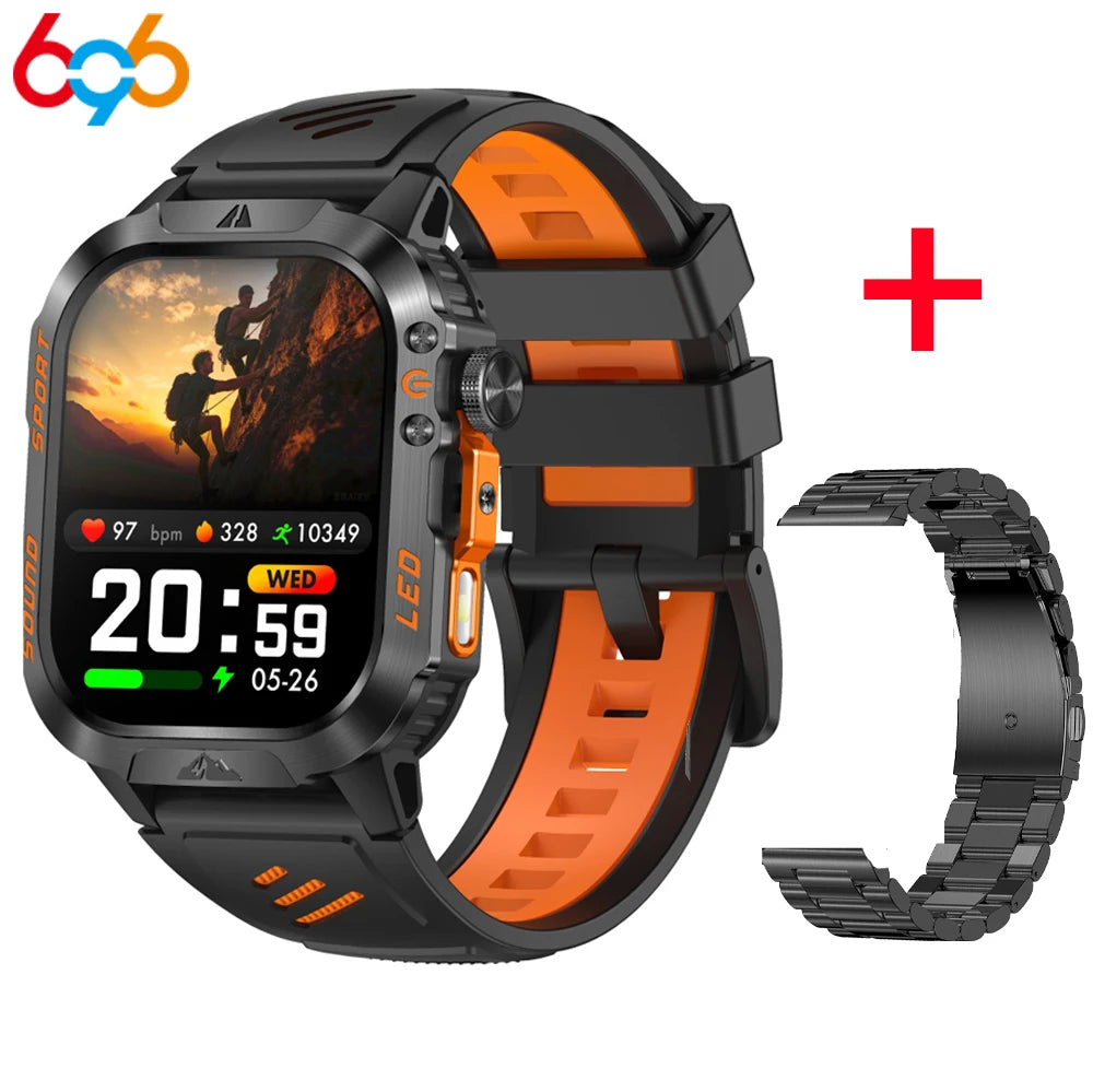 1200mAh Smartwatch Compass Health Smart Watch Men IP68 Waterproof Outdoor Sports Curved HD Screen BT Call LED Flashlight Clock Oasis Select BKBOS a BK3M