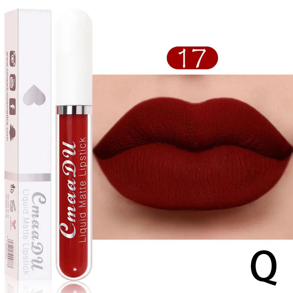 18 Color Waterproof Liquid Matte Lipstick Long Lasting Sexy Red Moisturizing Lip Gloss Velvet Non-Stick Lip Tint Makeup Cosmetic Oasis Select 17