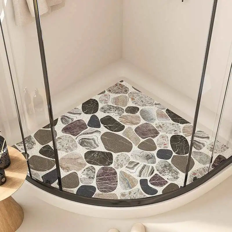 Cartoon fan-shaped shower room anti-slip mat bathroom floor mat bathroom bath anti-slip mat curved wire ring foot mat Oasis Select