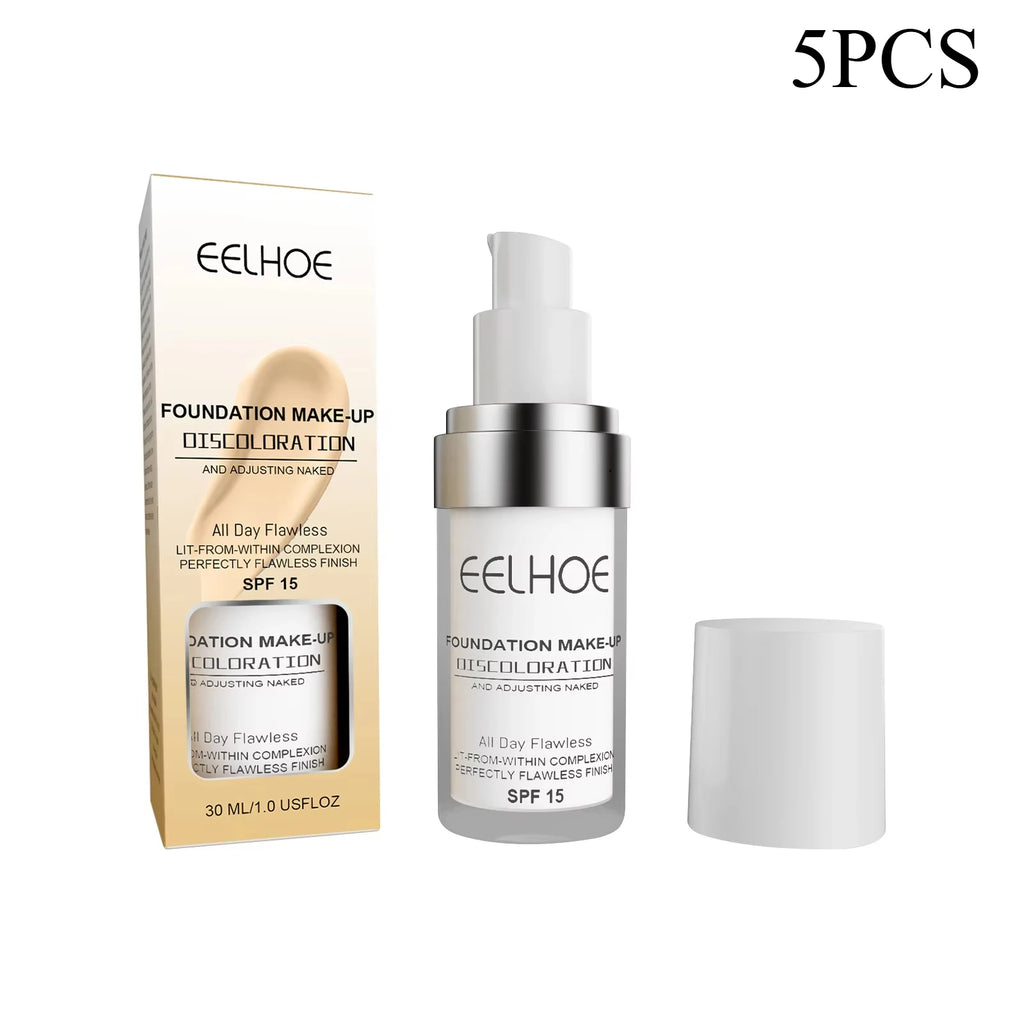 EELHOE Color Changing Liquid Foundation Moisturizing Waterproof No Creasing No Separation Concealer Makeup Products Wholesale Oasis Select 5pcs