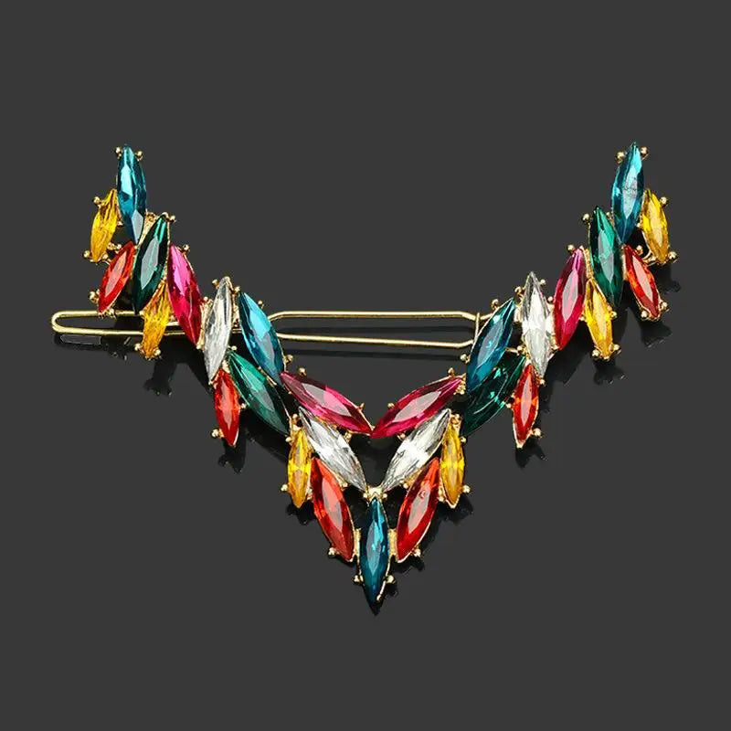 Korean V-Shape Crystal Hair Clip – Luxury Rhinestone Hairpin Crystal Hair Clip Oasis Select A2