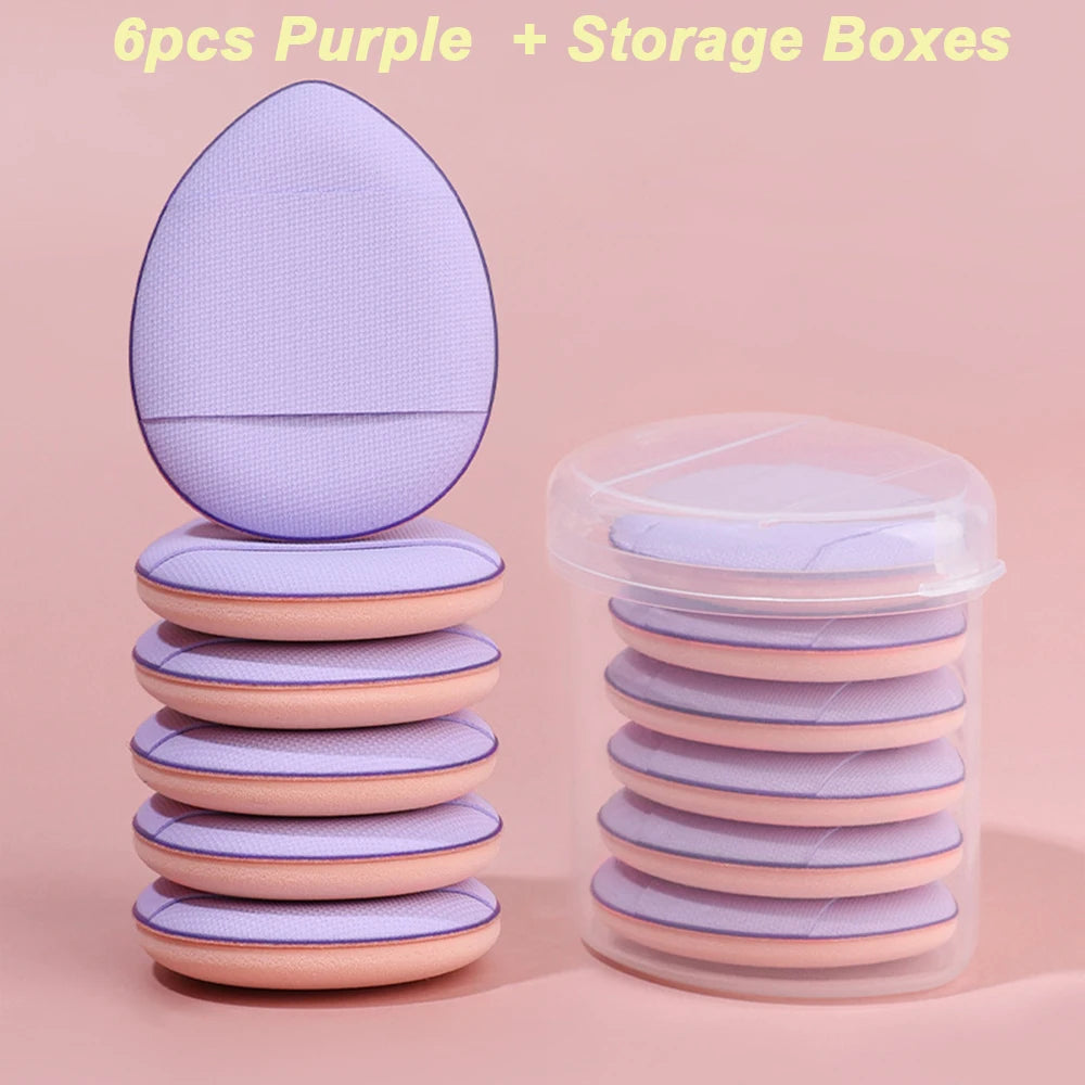 1/6/10Pcs Mini Finger Puff Foundation Small Air Cushion Powder Sponge Face Concealer BB Cream Cosmetic Applicator Makeup Tools Oasis Select 6Pcs purple