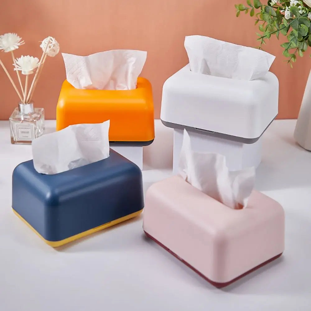 Simplicity Solid Color Napkin Holder Plastic Large Storage Tissue Case Fashion Car Tissue Box High Quality Paper Towel Box Oasis Select