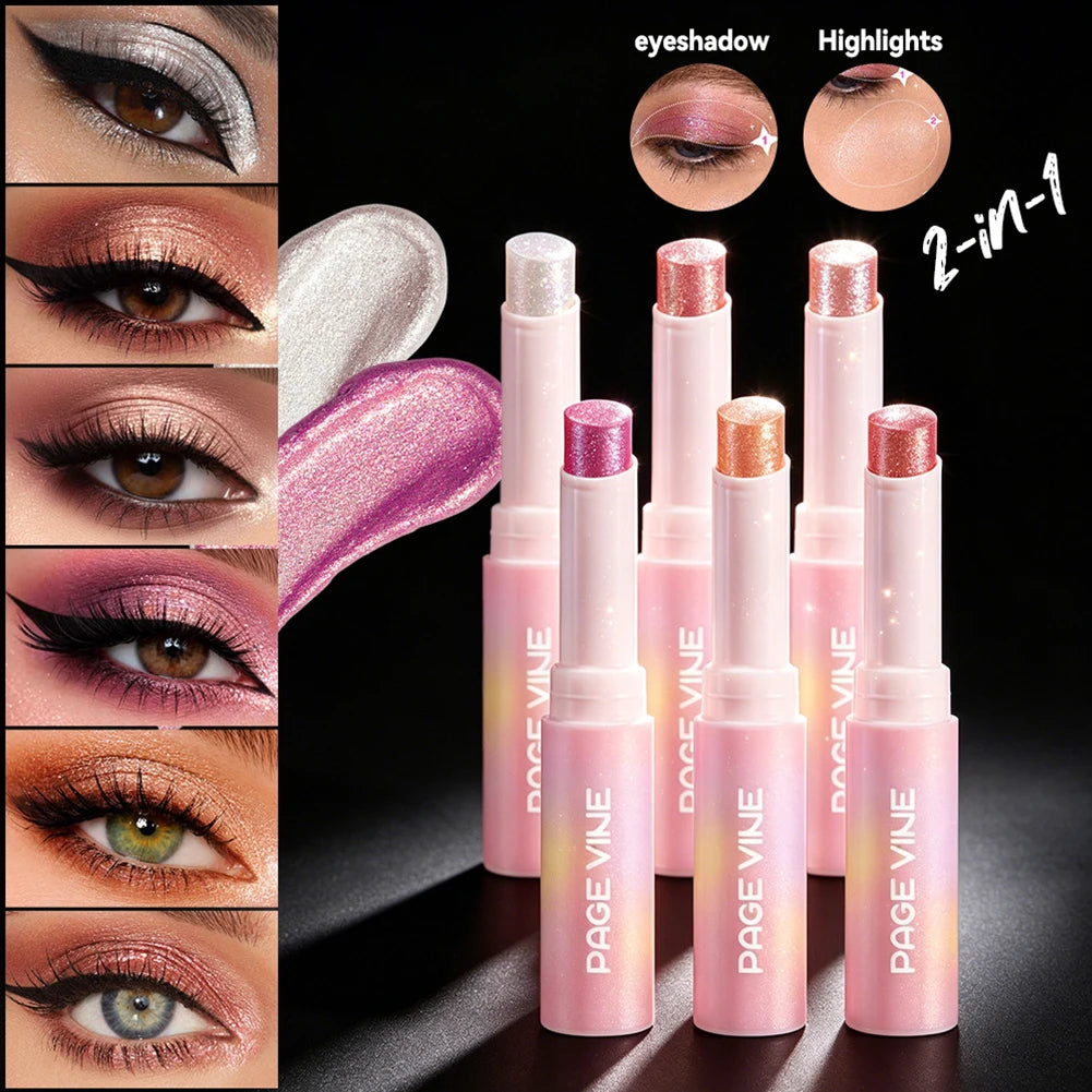 Sparkling Jelly Highlighter Stick Pearlescent Monochrome Shine Glitter Highlight Eyeshadow Stick High Gloss Face Brighten Makeup Oasis Select