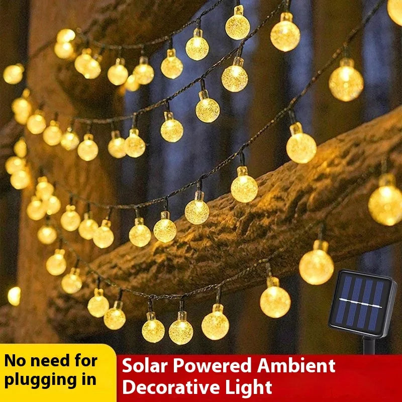 Led Solar Light String Cherry Blossom Bubble Ball String Outdoor Waterproof Christmas Festival Decorative Light String Oasis Select