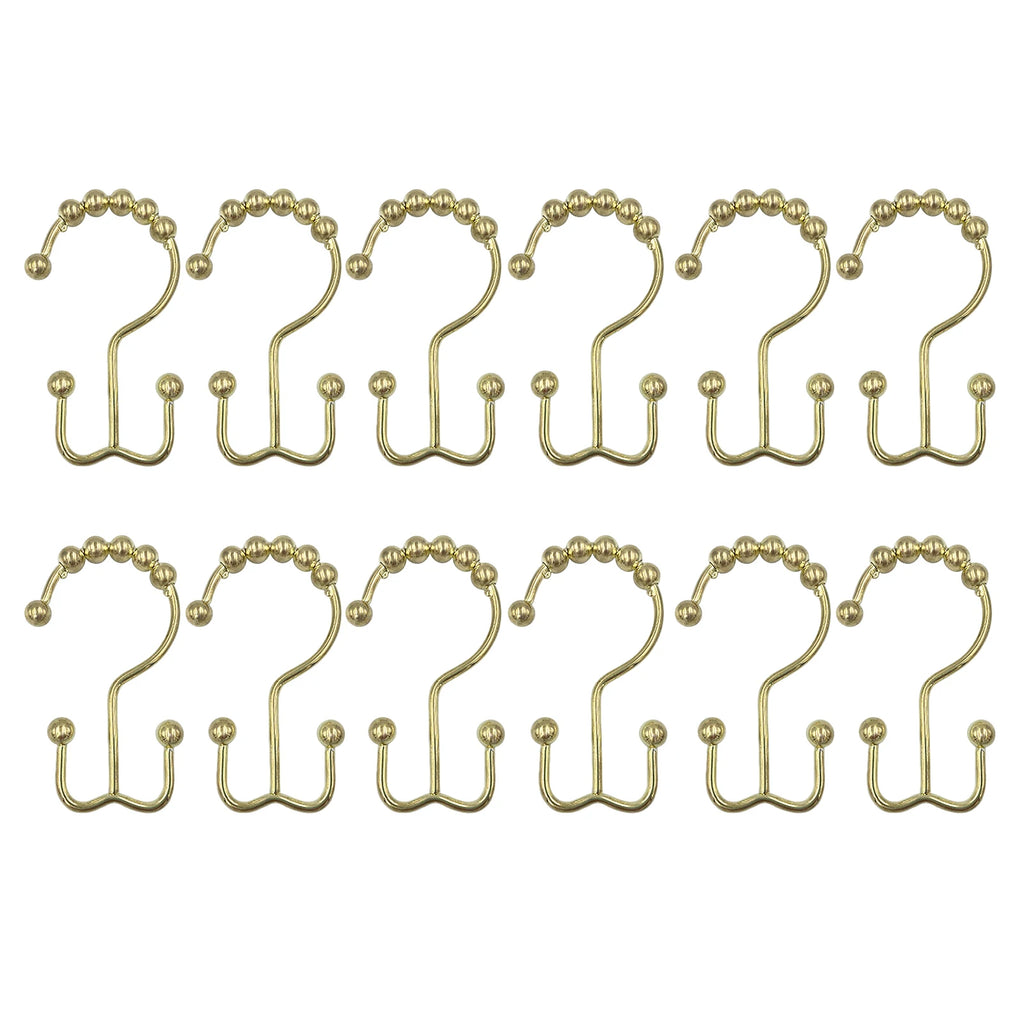 12-Pack Double-Sided Shower Curtain Hooks | Rustproof Stainless Steel