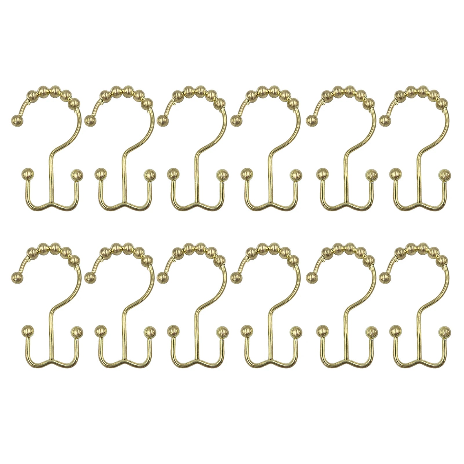 12-Pack Double-Sided Shower Curtain Hooks | Rustproof Stainless Steel