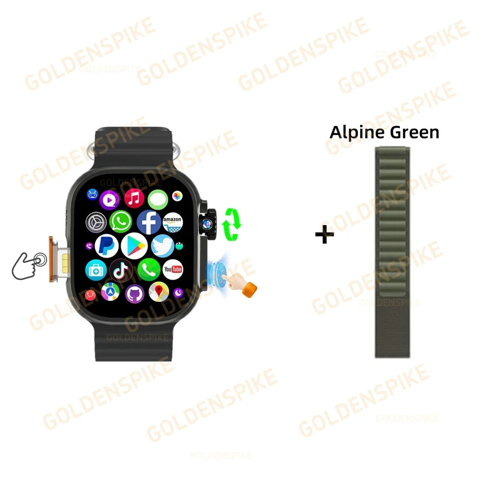 DW100 Pro Ultra 3 Touch ID 4g/5g Smartwatch Better Than CD12 Smartwatch With 128GB Storage Rom Free Download App WIFI GPS Amoled Oasis Select Black Alpine Green 4GB 64GB