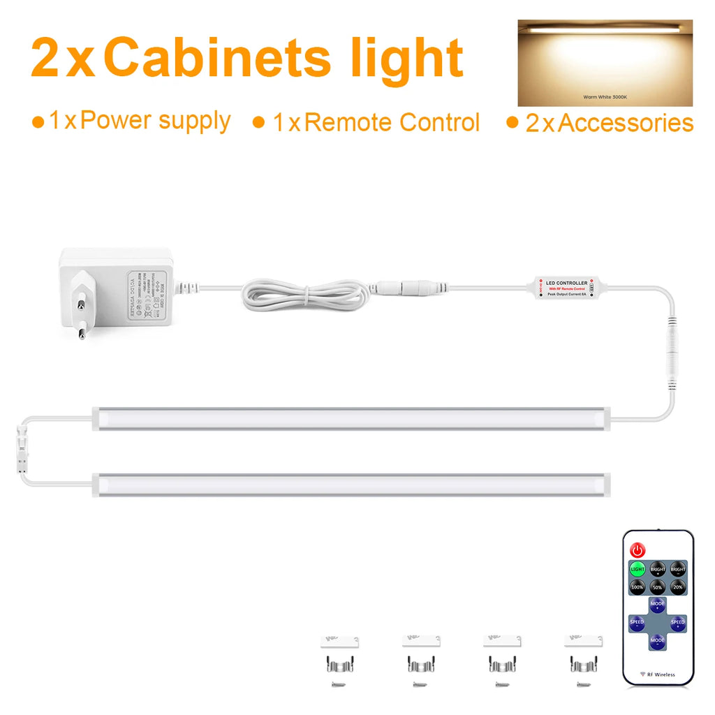 12V Dimmable LED Light Bar 30CM 40CM 50CM White/Warm White Lamp Tube with RF Remote Control Dimmer For Kitchen Bedroom Lighting Oasis Select 50cm 2Pcs LED Bar Warm
