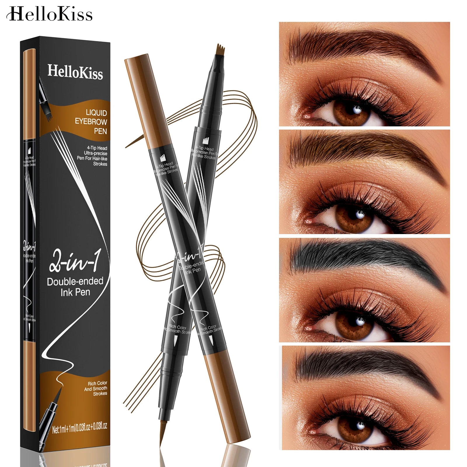 Hello Kiss 4-Point Microblading Eyebrow Pen – Waterproof