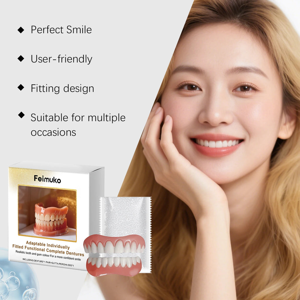 FEIMUKO Silicone Denture Reline Kit – Temp Upper & Lower Teeth Silicone Denture Kit Oasis Select