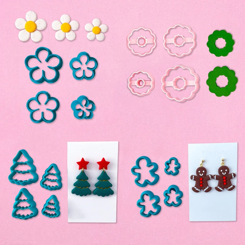 Christmas Tree & Wreath Polymer Clay Cutters – 4pc DIY Set