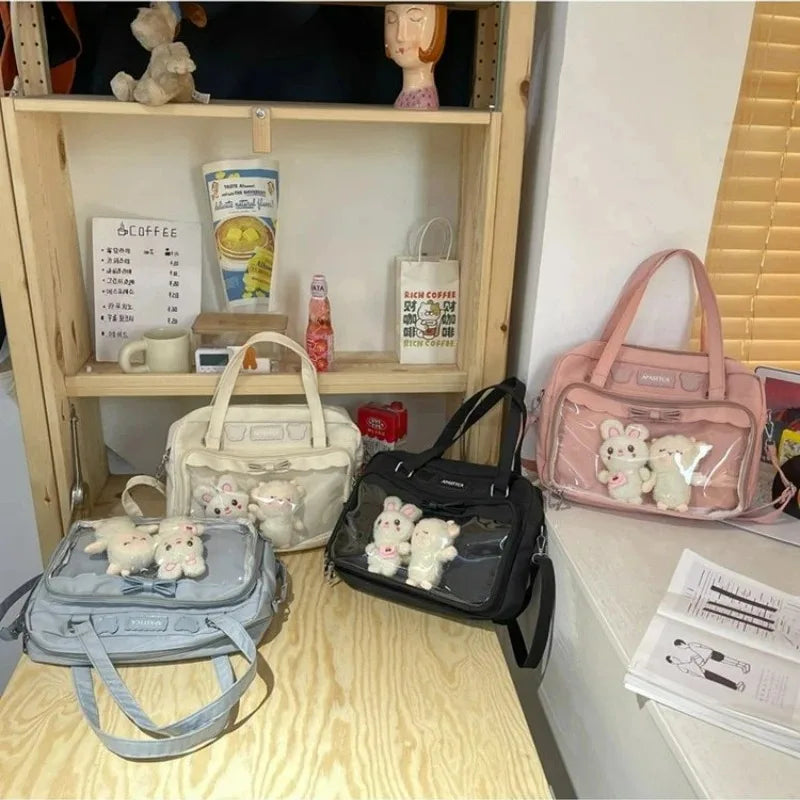 Japanese Style Cute Itabag Crossbody Shoulder Bag Ulzzang Sweet Fashion Bag for Girls DIY Badge & Plush Doll Display Ita Bag Oasis Select