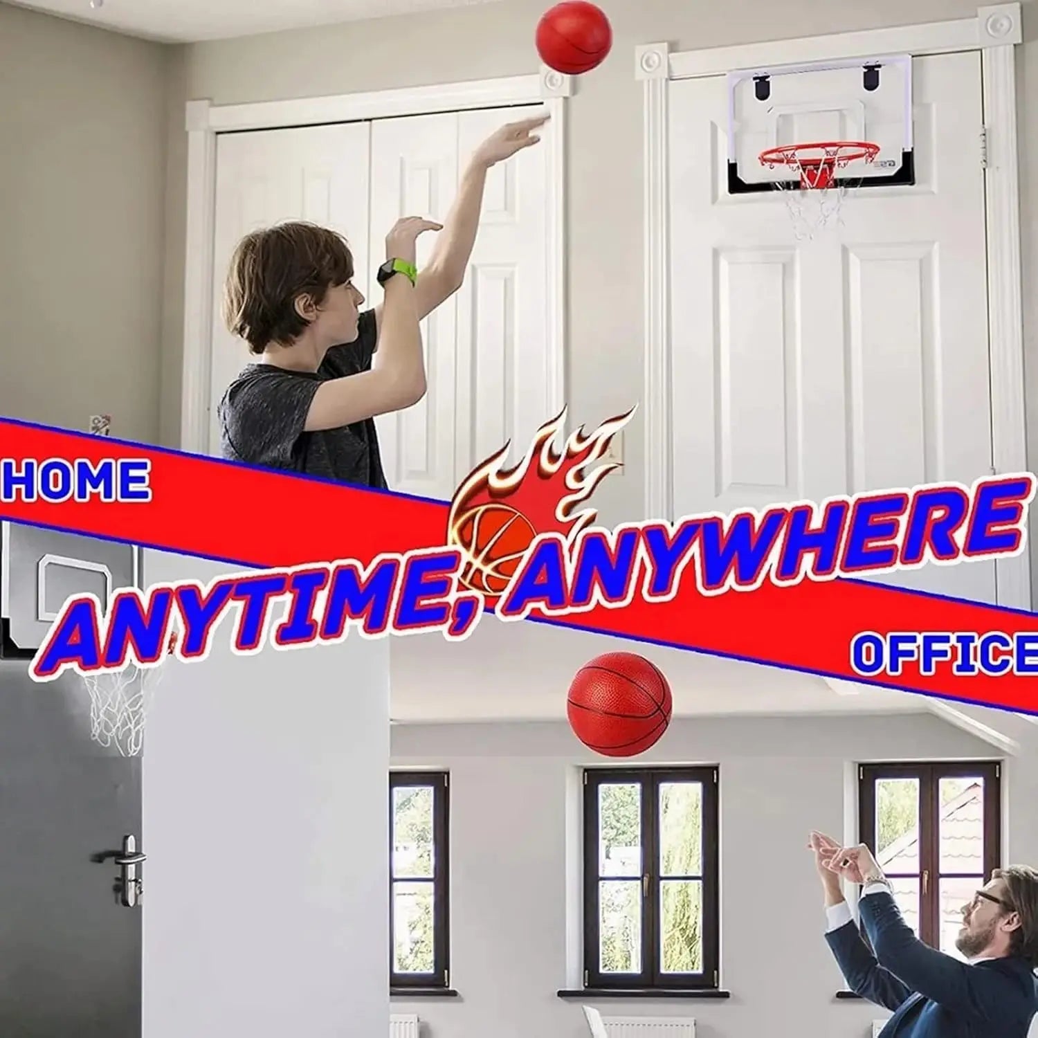 Mini Basketball Hoop for Desk No-Drill Wall Mount Foldable Stress Relief Game for Office & Bedroom Oasis Select