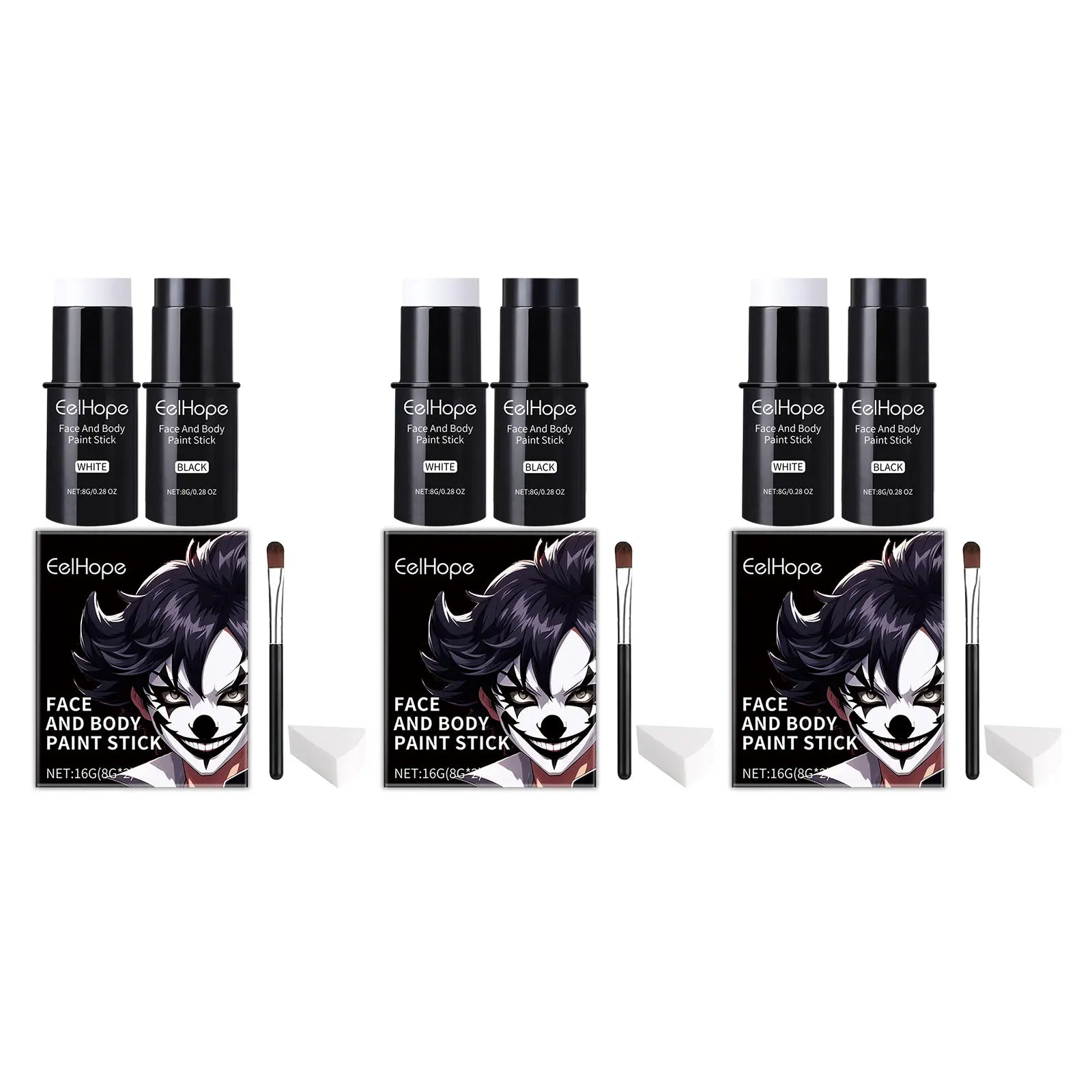 Eelhope Halloween Black & White Face Body Paint Kit – 8g+8g