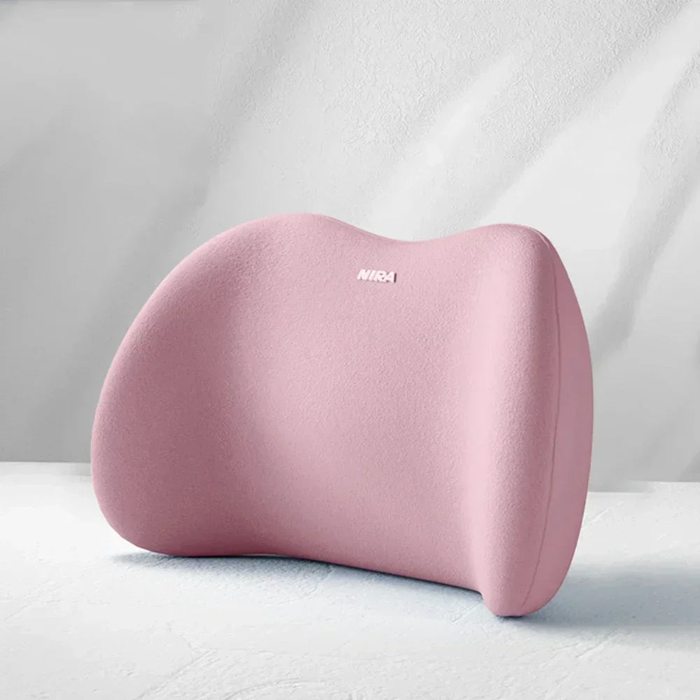 Cervical Support Pillow Universal Car Headrest Lumbar Memory Foam Backrest Pillow Office Car Interior Accessories Comfort Oasis Select Pink Waist