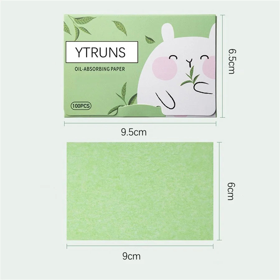 Oil Blotting Sheets 100pcs – Green Tea, Rose & Bamboo Charcoal