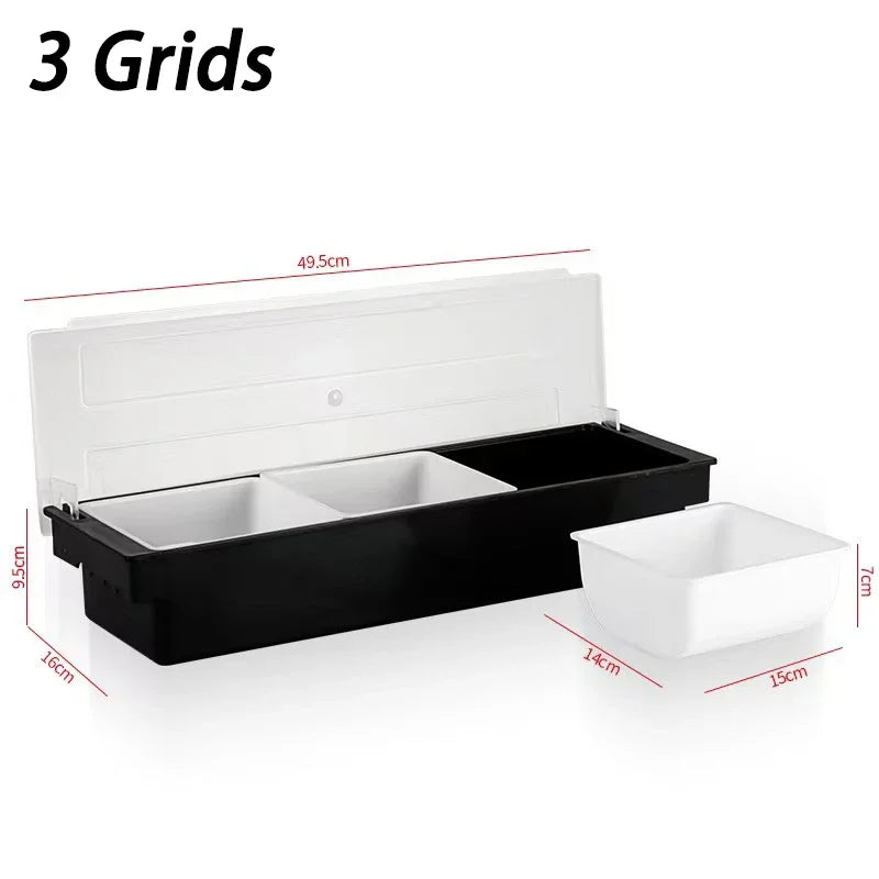 Fruit Box Condiment Container 4-6 Grids With Lid Large Capacity Bar Divided Fruits Bowl Household Seasonin Box Food Storage Oasis Select one size 3 Grids