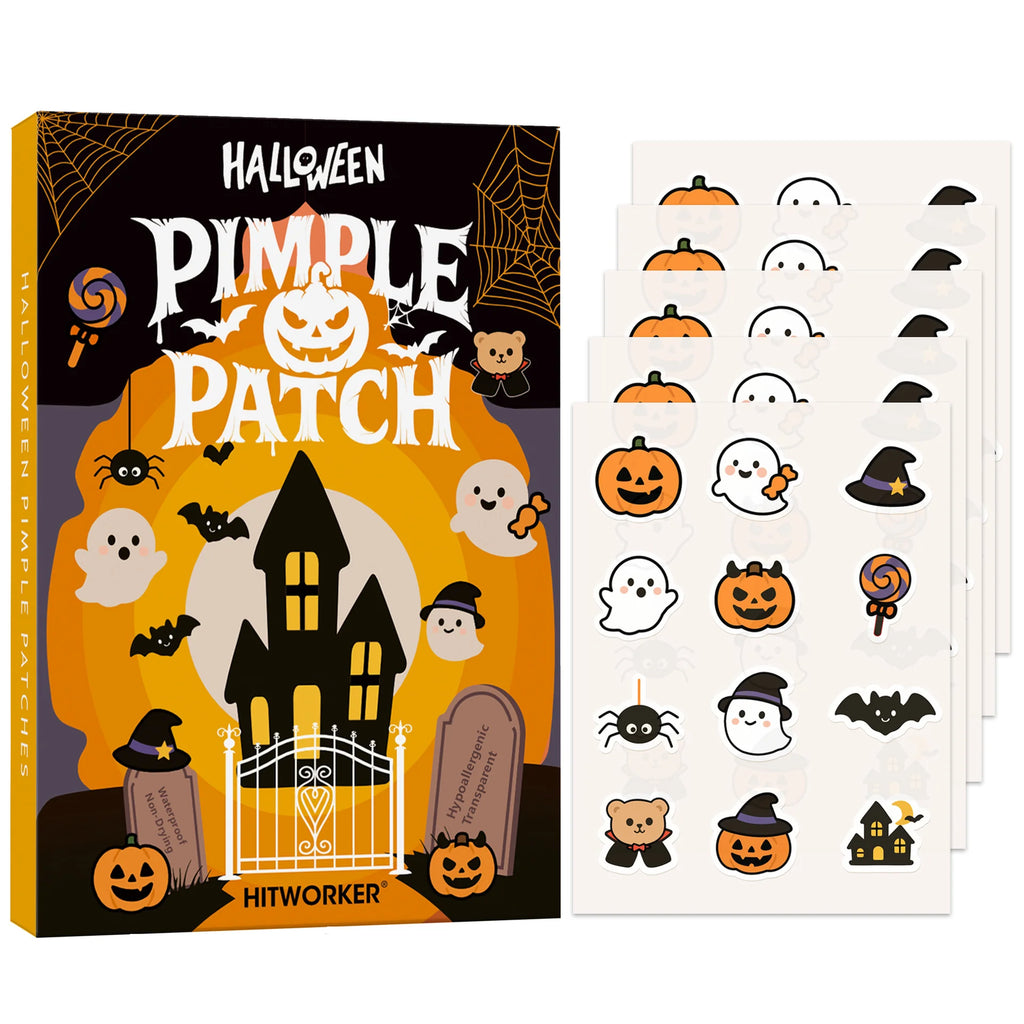 60pcs Acne Patch Halloween Pimple Patches: Invisible & Breathable for Flawless Makeup | Ghost & Pumpkin Designs Oasis Select 60pcs