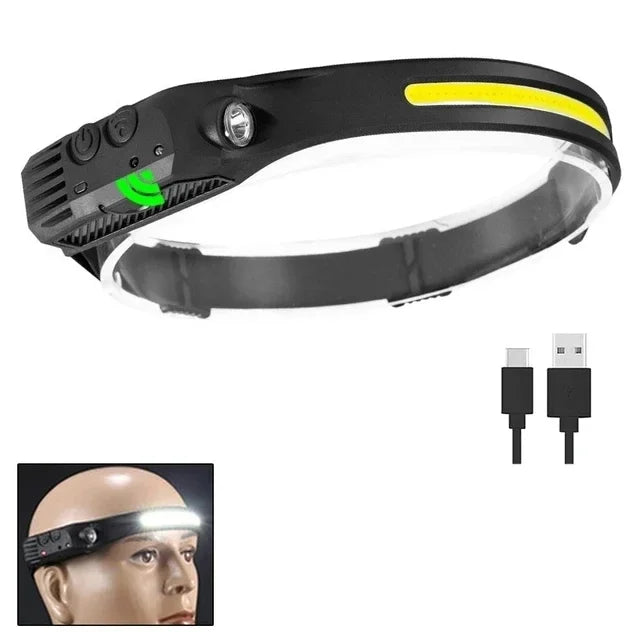 LED Sensor Headlamp USB Rechargeable Led Head Torch Built-in Battery Head Flashlight Outdoor Camping Fishing Headlight Lantern Oasis Select Pack B 1pc