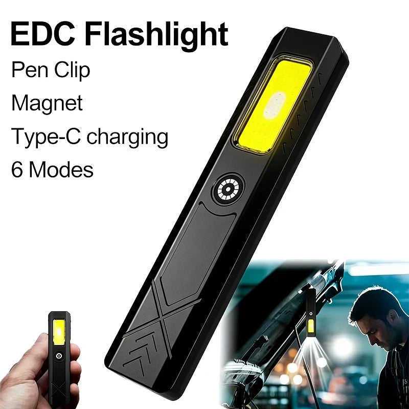 Mini COB LED Flashlight 600LM Rechargeable USB-C | Pen Clip