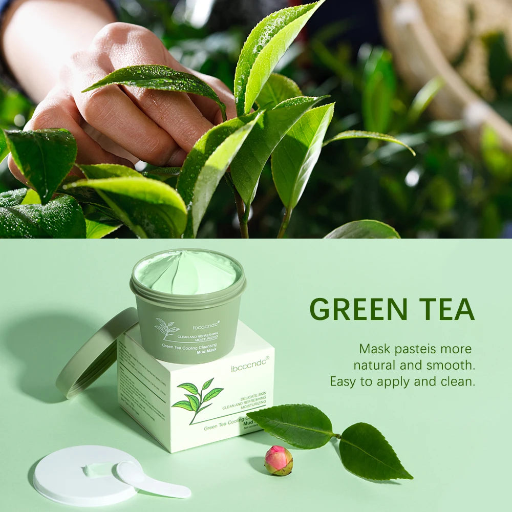 Green Tea Mud Mask Natural Skincare Deeply Cleansing Pore Nourishing Clay Face Mask Face Skin Care Cleaner 100g Oasis Select