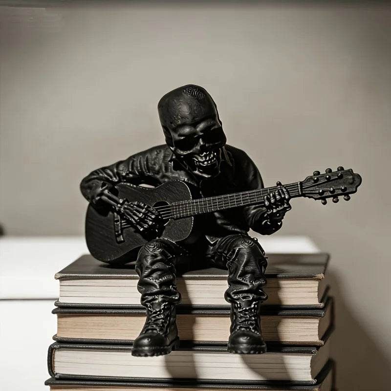 Rock Music Skeleton Guitar Player Statuettes Ornaments Rock Musician Ornaments Cool Home Desk Decor for Rock & Roll Lovers Gifts Oasis Select
