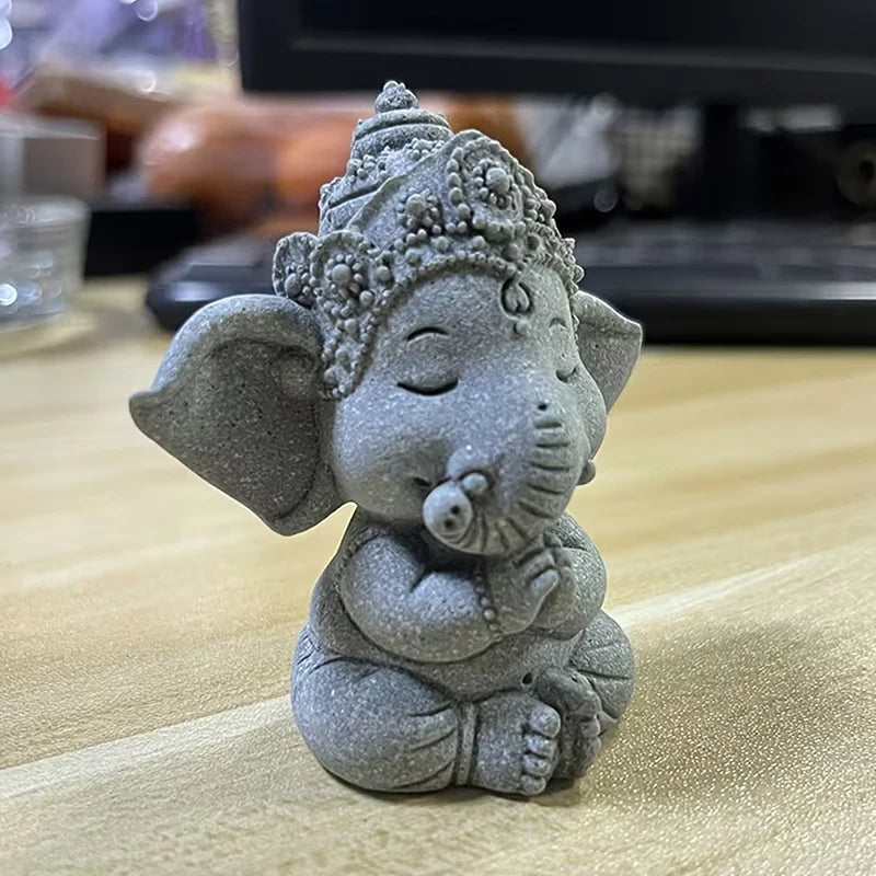 1pc Elephant Statue With Hands Clasped In Prayer Position, A Guardian Elephant Statue, For Home Decoration. Oasis Select
