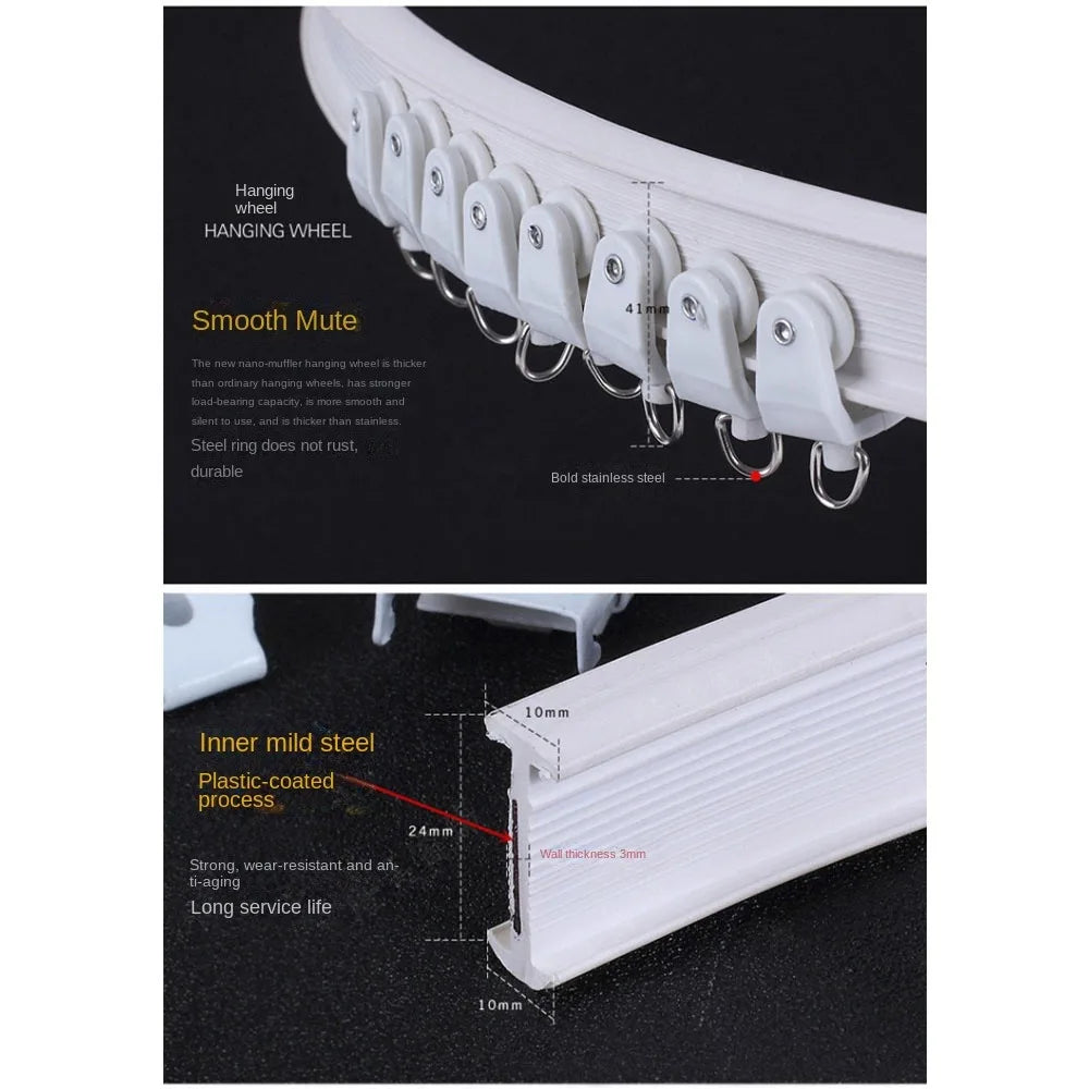 Durable 2/3 Meters Curtain Track Flexible Bendable U-shaped Curtain Slide Curtain Rail Ceiling Wall Mount Oasis Select