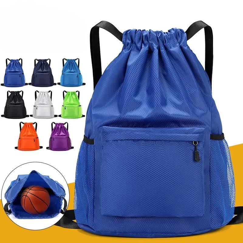 Water Resistant Nylon Drawstring Sports Backpack with Tassel Zipper Utility Pocket Lightweight Gym Sack for Travel Outdoor Oasis Select