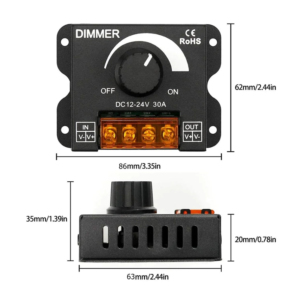 LED Dimmer 12V 24V For LED Strip 12V-24V 30A LED Light Regulator Adjustable Controller For SMD 2835 5050 LED Light Strip Oasis Select