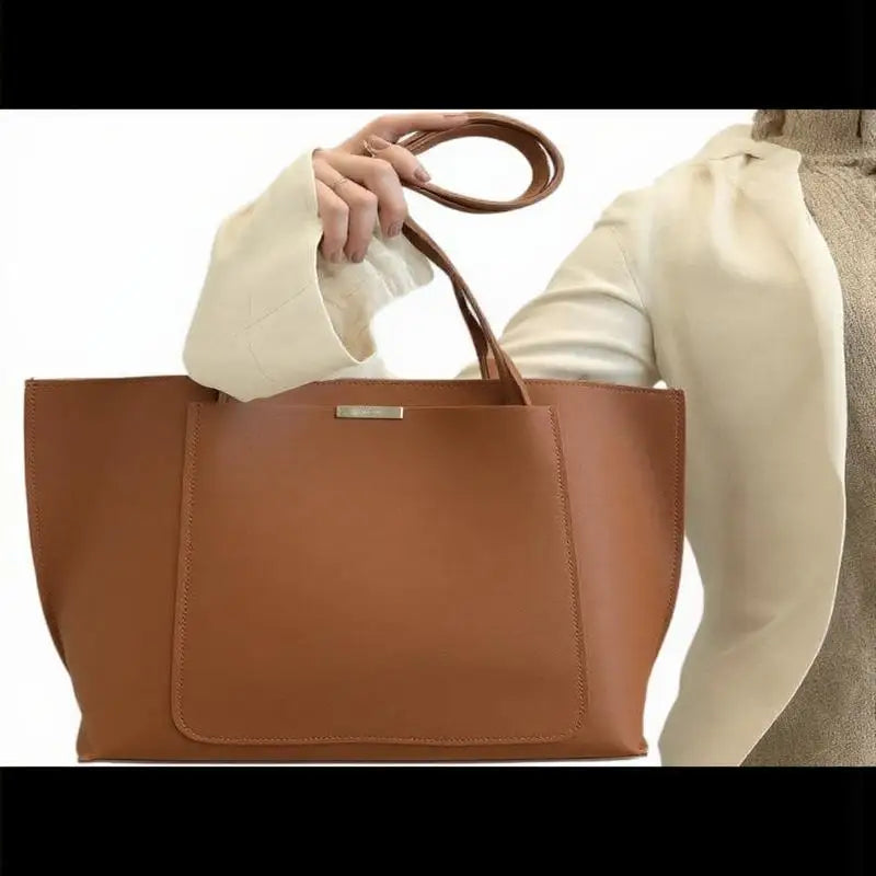 Minimalist Vintage Tote Bag – Women's Retro PU Leather Shoulder Bag